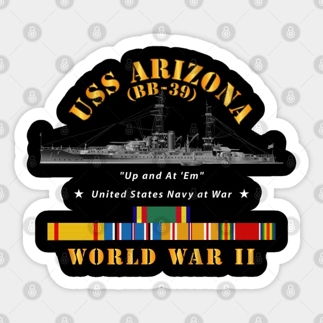 Battleship - USS Arizona WWII w SVC Ribbons Sticker by twix123844